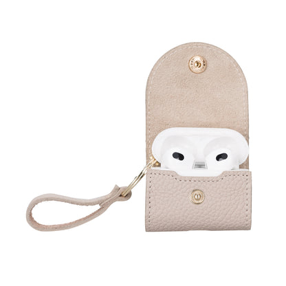 Mai Snap AirPods 4th and 3rd Gen Leather Case - TORONATA - color_ Sandy Brown