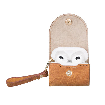 Mai Snap AirPods 4th and 3rd Gen Leather Case - TORONATA - color_ Moccasin