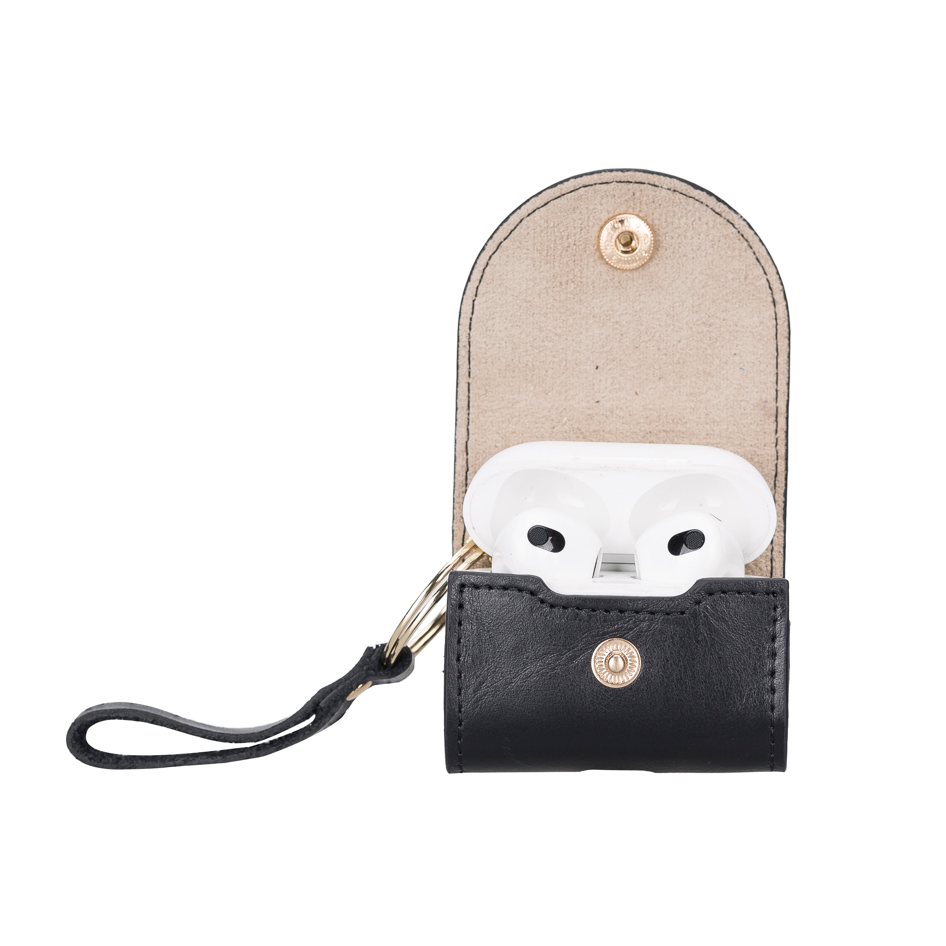 Mai Snap AirPods 4th and 3rd Gen Leather Case - TORONATA - color_ Black