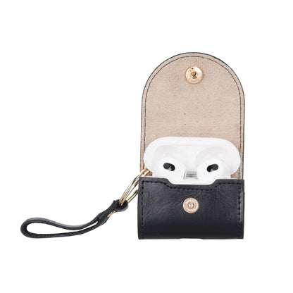 Mai Snap AirPods 4th and 3rd Gen Leather Case - TORONATA - color_ Black