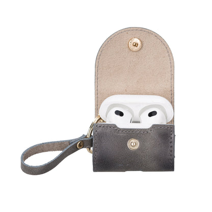Mai Snap AirPods 4th and 3rd Gen Leather Case - TORONATA - color_ Sandy Gray