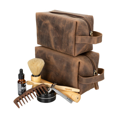Eve Leather Dopp Kit, Medium - TORONATA - color_ Dark Chocolate