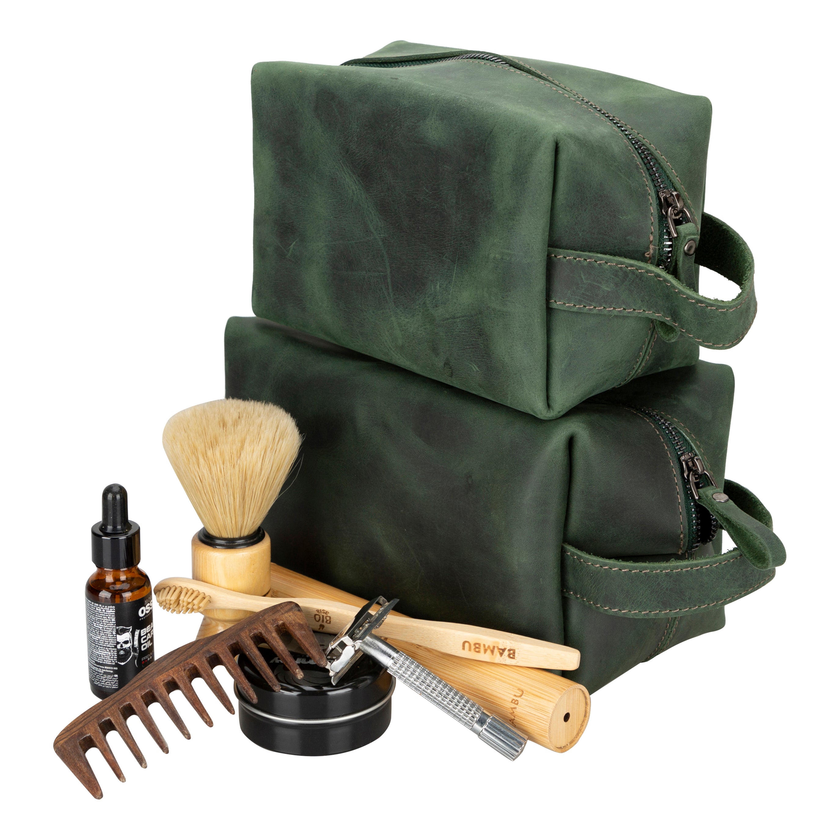 Eve Leather Dopp Kit, X Large - TORONATA - color_ Dark Green
