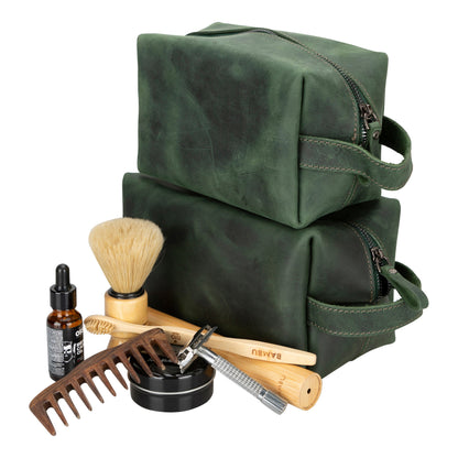 Eve Leather Dopp Kit, X Large - TORONATA - color_ Dark Green