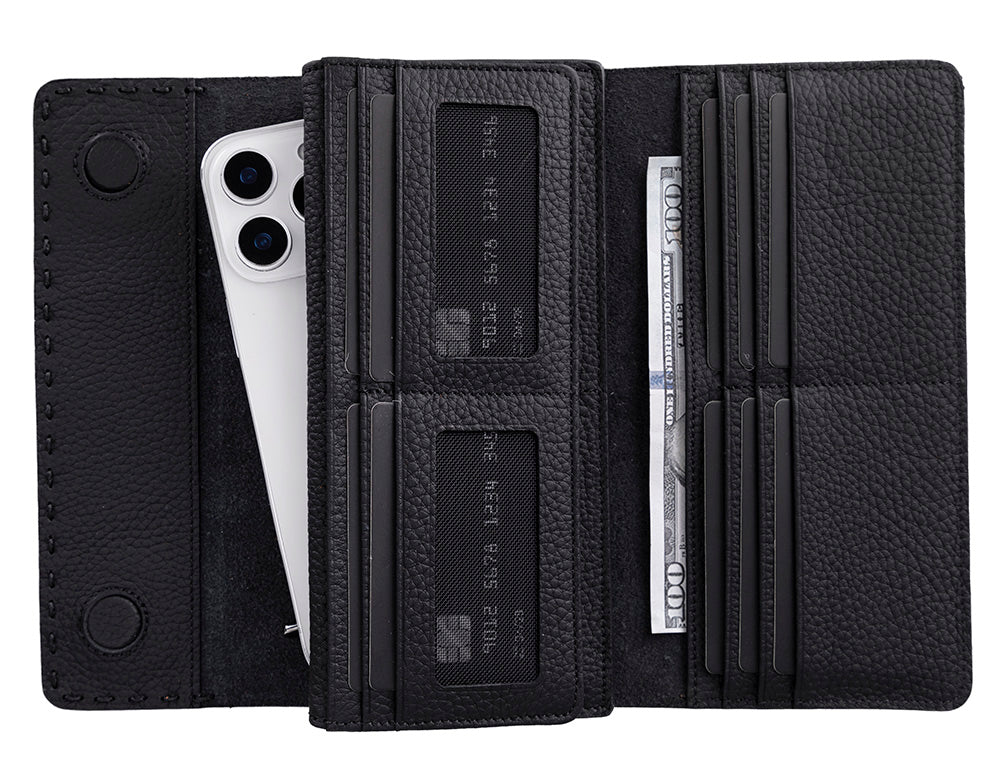 Nome Leather Wallet – 16 Card Slots & Phone Holder - 