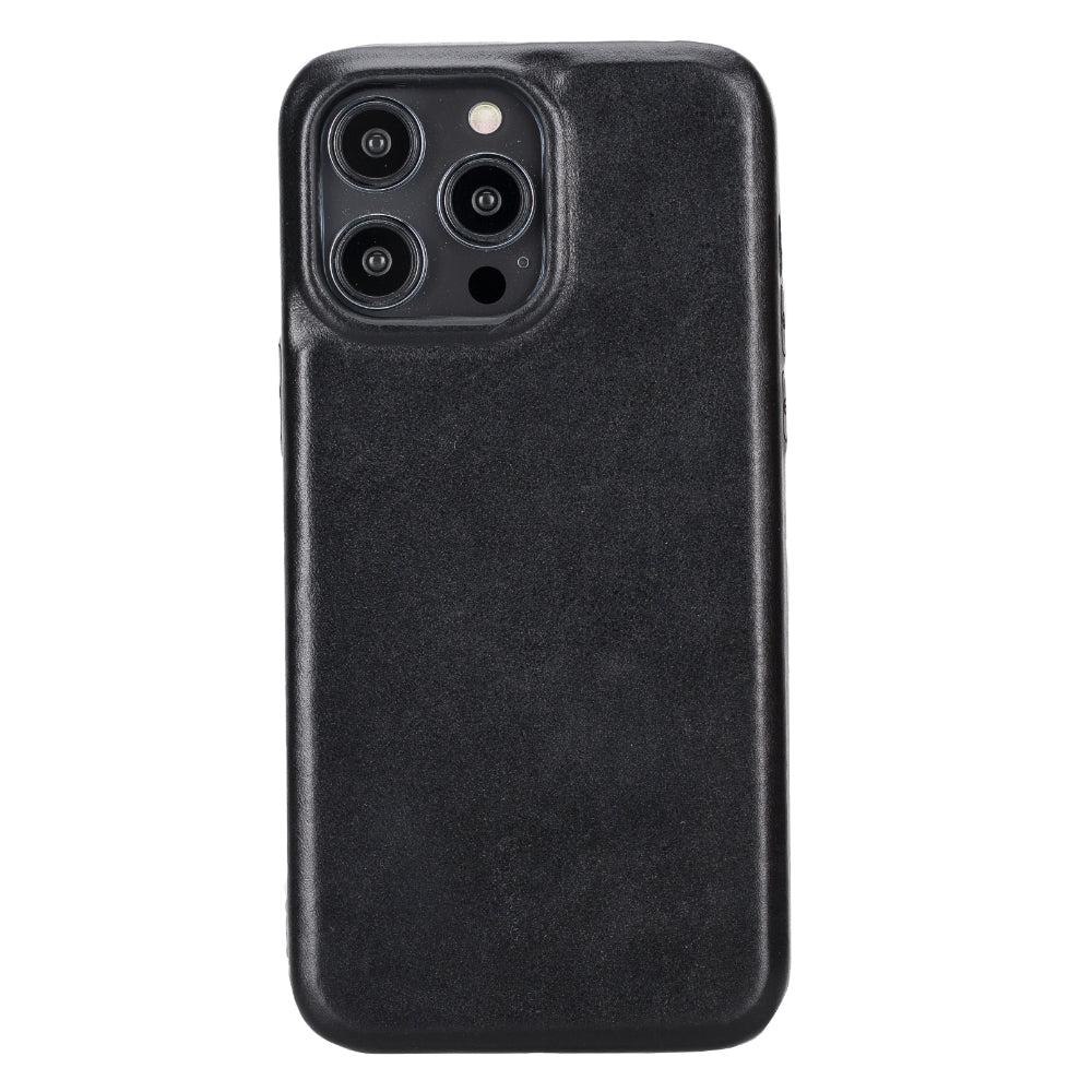 Rock Cover iPhone 15 Pro Leather Case - TORONATA - color_ Black