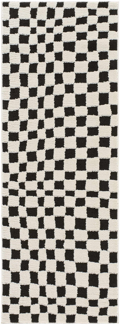 Lajos Black & White Checkered Plush Rug
