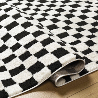 Lajos Black & White Checkered Plush Rug