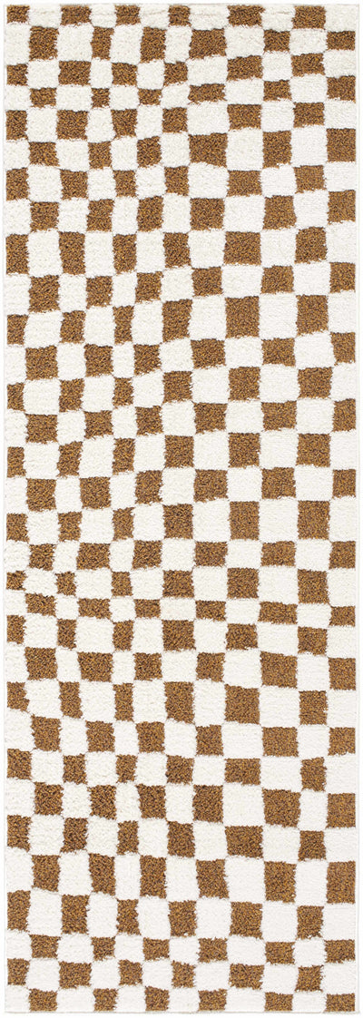 Lajos Brown Checkered Shag Rug