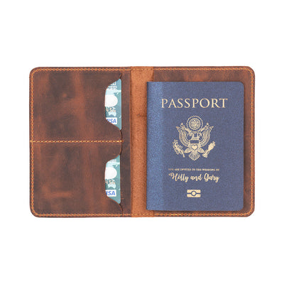 Tempe Genuine Leather Passport Holder - Handcrafted Travel Document Organizer 