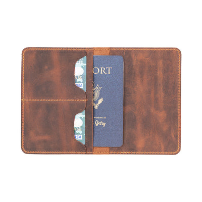 Tempe Genuine Leather Passport Holder - Handcrafted Travel Document Organizer 