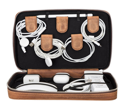Medicine Handmade Leather Cable Travel Organizer - TORONATA - 