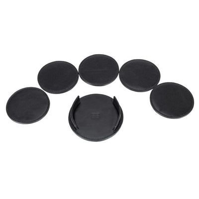 Tucson Genuine Leather Coaster Set of 5 with Holder - Premium Cup Coasters 