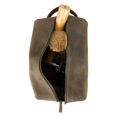 oswego men's leather dopp kit & small travel handbag - toronata - 