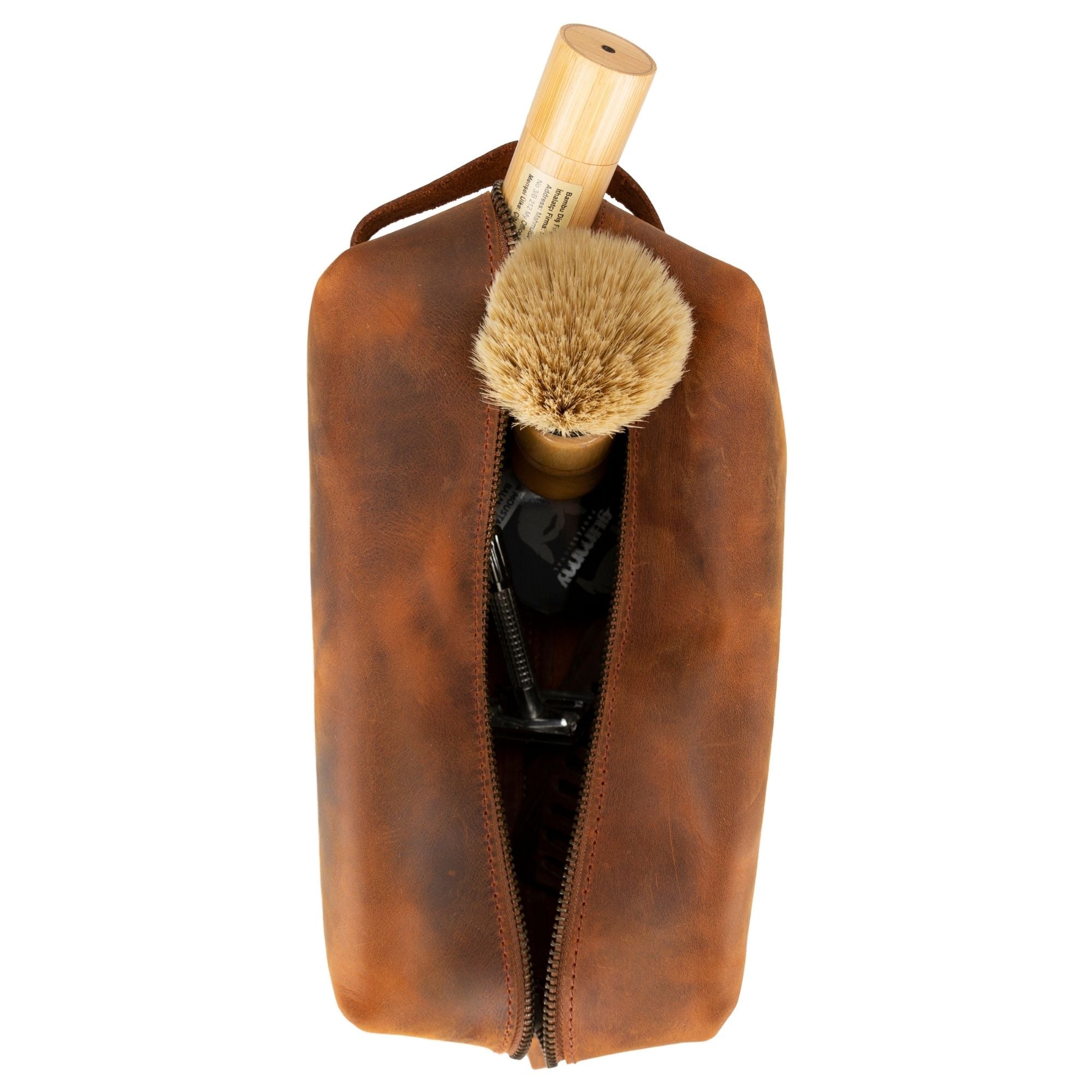 oswego men's leather dopp kit & small travel handbag - toronata - 