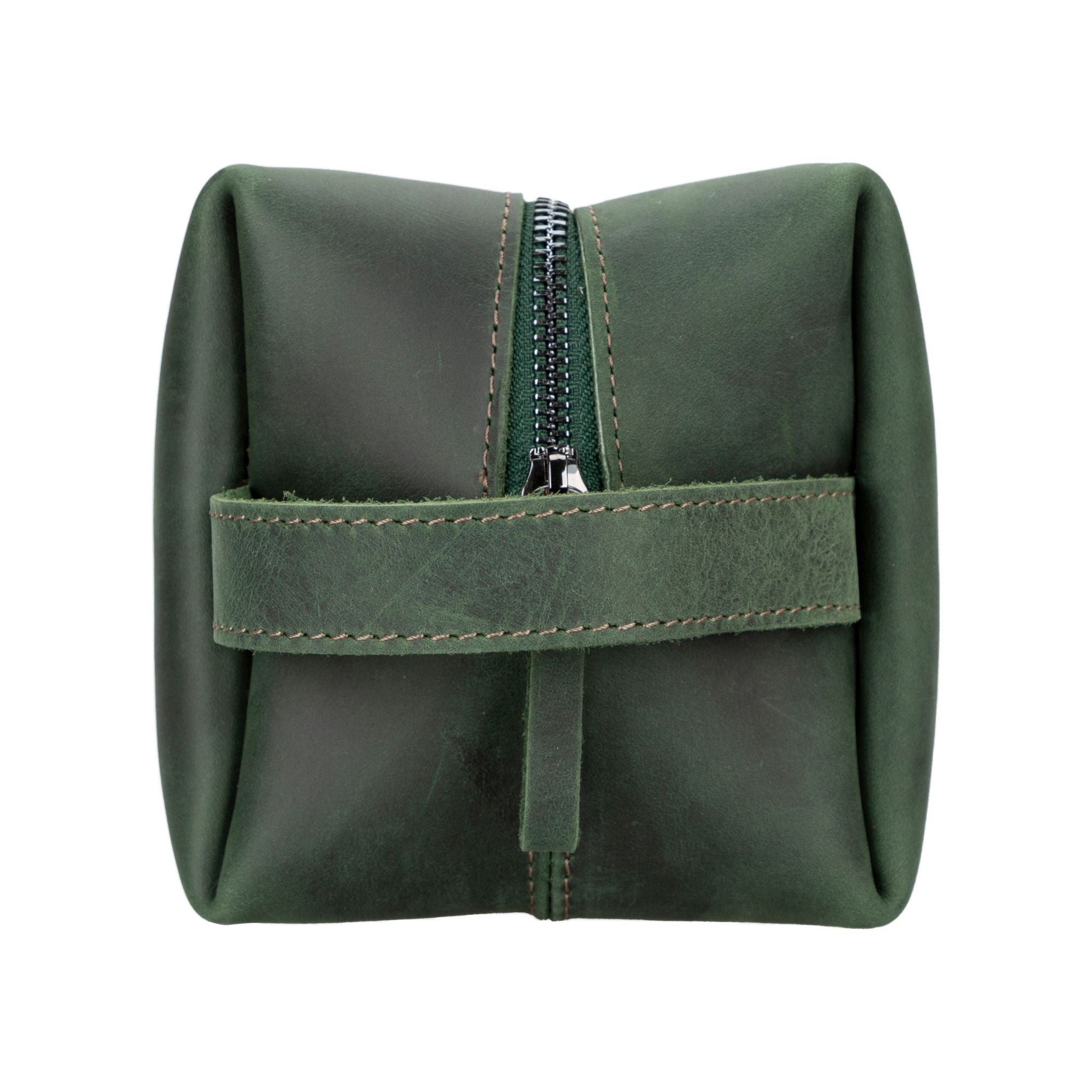 Mens Toiletry Bag: Green Dopp Kit  leather toiletry bag by KMM & Co.