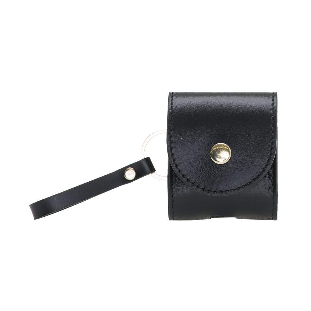 Mai Snap AirPods 1st and 2nd Generation Leather Case with Hook - TORONATA - color_ Black