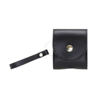Mai Snap AirPods 1st and 2nd Generation Leather Case with Hook - TORONATA - color_ Black