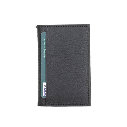 Andy Leather Card Holder - TORONATA - color_ Pebble Black