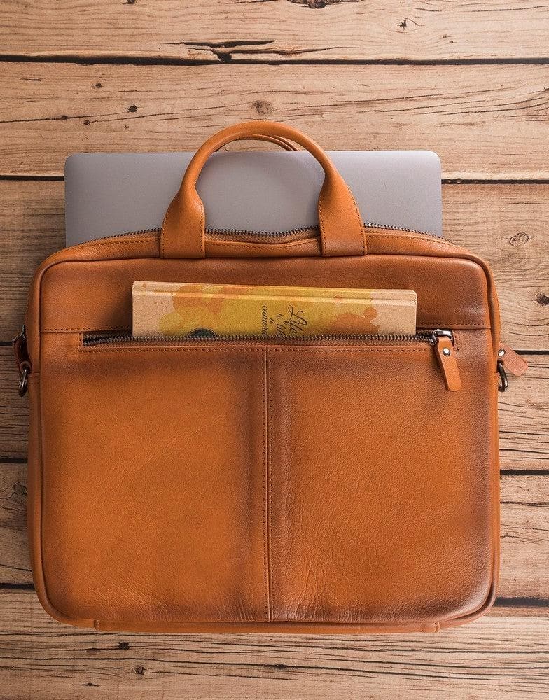 Apollo Leather Business Briefcase / Laptop Case 14" - TORONATA - color_ Tan