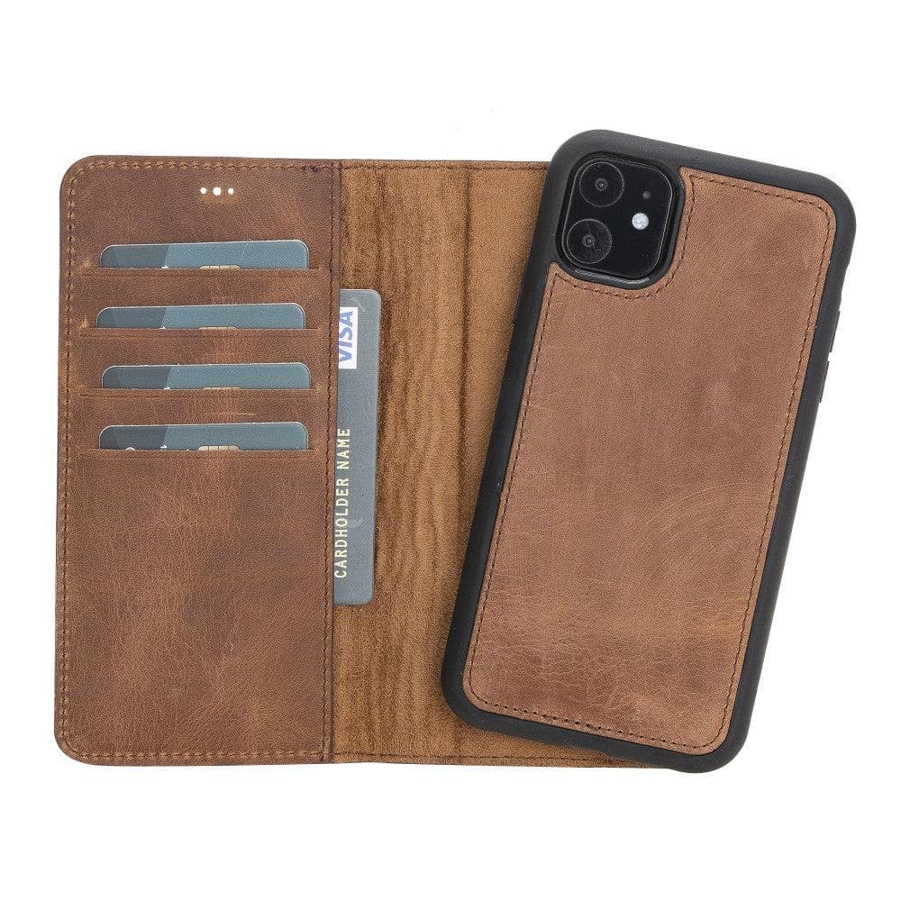 Magic iPhone 11 Pro Max Detachable Leather Wallet Case - TORONATA - color_ Saddle Brown