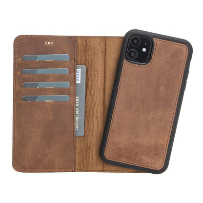 Magic iPhone 11 Pro Max Detachable Leather Wallet Case - TORONATA - color_ Saddle Brown
