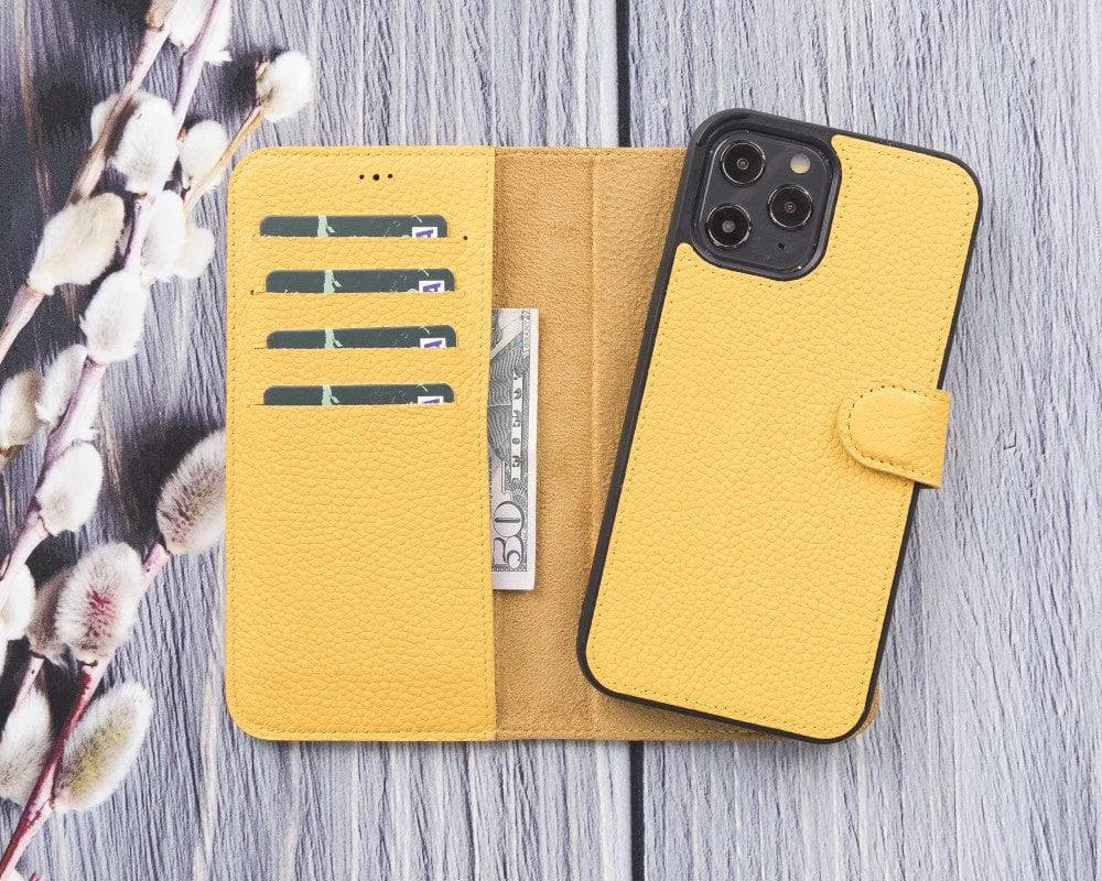Magic iPhone 12 Mini Detachable Leather Wallet Case - TORONATA - color_ Yellow