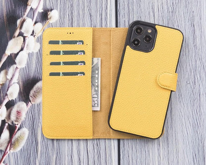 Magic iPhone 12 Mini Detachable Leather Wallet Case - TORONATA - color_ Yellow