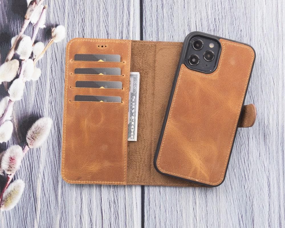 Magic iPhone 12 / 12 Pro Detachable Leather Wallet Case - TORONATA - color_ Moocasin
