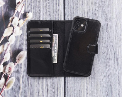 Magic iPhone 12 Mini Detachable Leather Wallet Case - TORONATA - color_ Black