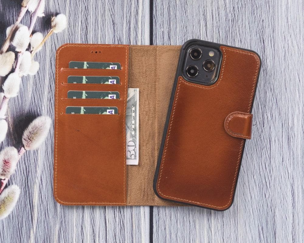 Magic iPhone 12 / 12 Pro Detachable Leather Wallet Case - TORONATA - color_ Tan