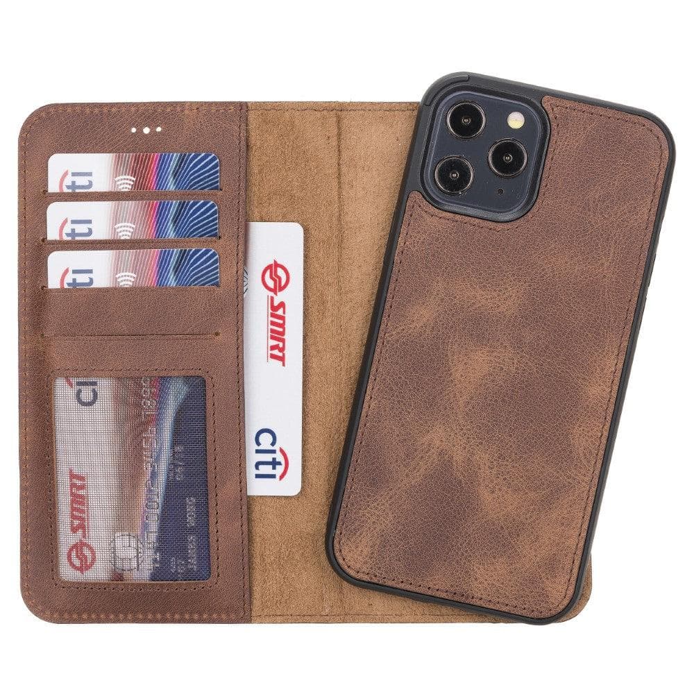 Magic iPhone 12 / 12 Pro Detachable Leather Wallet Case - TORONATA - color_ Brown
