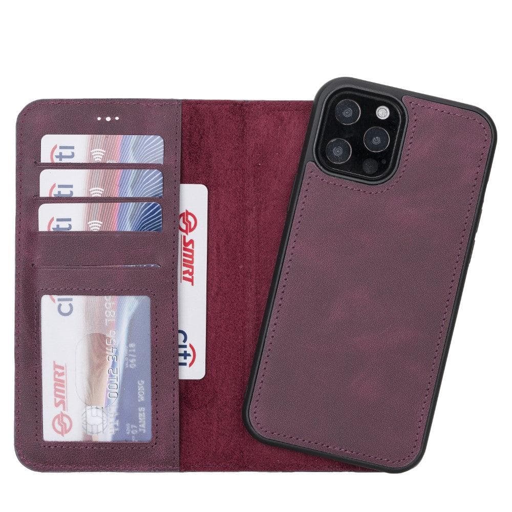 Magic iPhone 12 / 12 Pro Detachable Leather Wallet Case - TORONATA - color_ Ruby Red