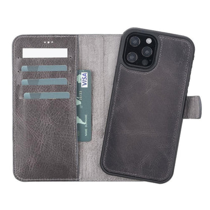 Magic iPhone 12 Mini Detachable Leather Wallet Case - TORONATA - color_ Sandy Gray
