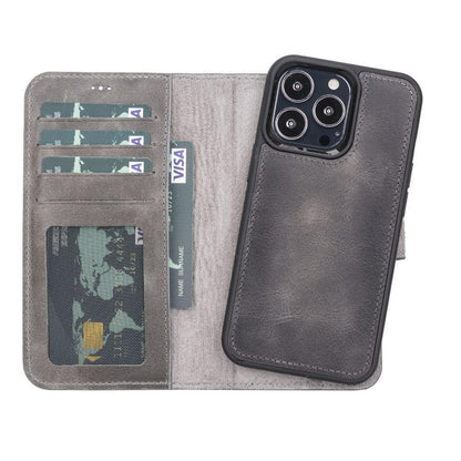 Magic iPhone 13 Mini Detachable Leather Wallet Case - TORONATA - color_ Gray