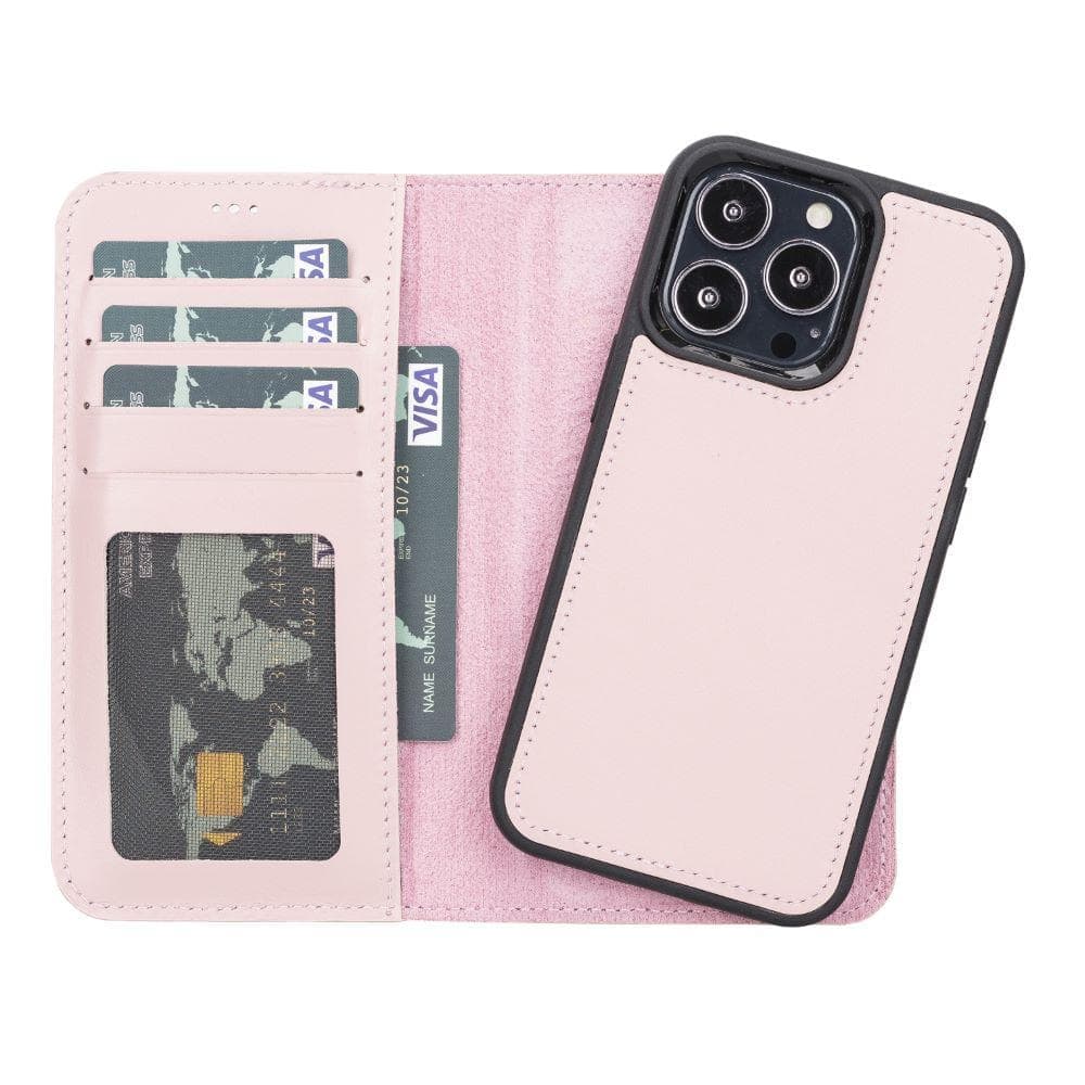 Magic iPhone 13 Pro Detachable Leather Wallet Case - TORONATA - color_ Pink