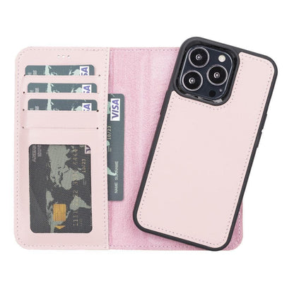 Magic iPhone 13 Pro Detachable Leather Wallet Case - TORONATA - color_ Pink