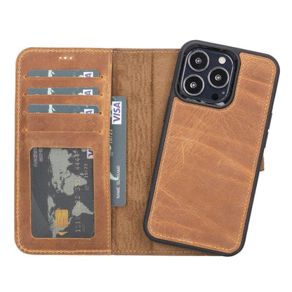 Magic iPhone 13 Mini Detachable Leather Wallet Case - TORONATA - color_ Moccasin