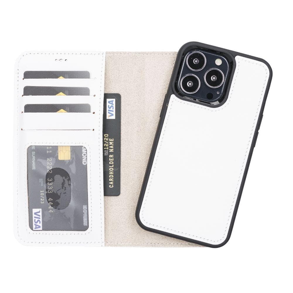 Magic iPhone 13 Pro Detachable Leather Wallet Case - TORONATA - color_ White