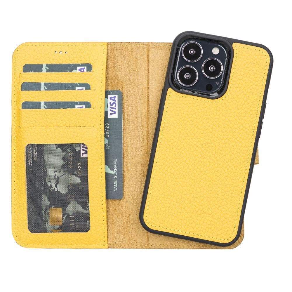 Magic iPhone 13 Mini Detachable Leather Wallet Case - TORONATA - color_ Yellow