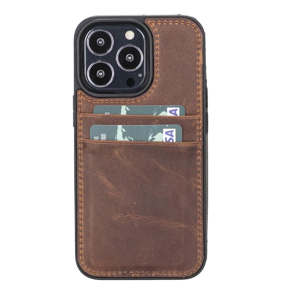 Flex Cover iPhone 13 Mini Leather Case with Card Holder - TORONATA - color_ Saddle Brown