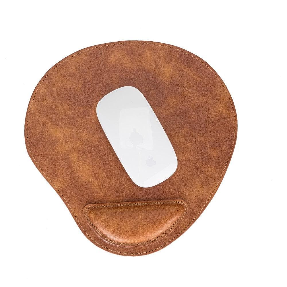 Cushioned Leather Mouse Pad - TORONATA - color_ Golden Tan