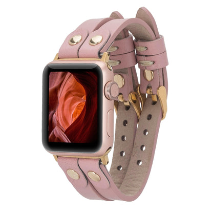 Durham Ely Leather Apple Watch Double Band - TORONATA - color_ Pink Gold