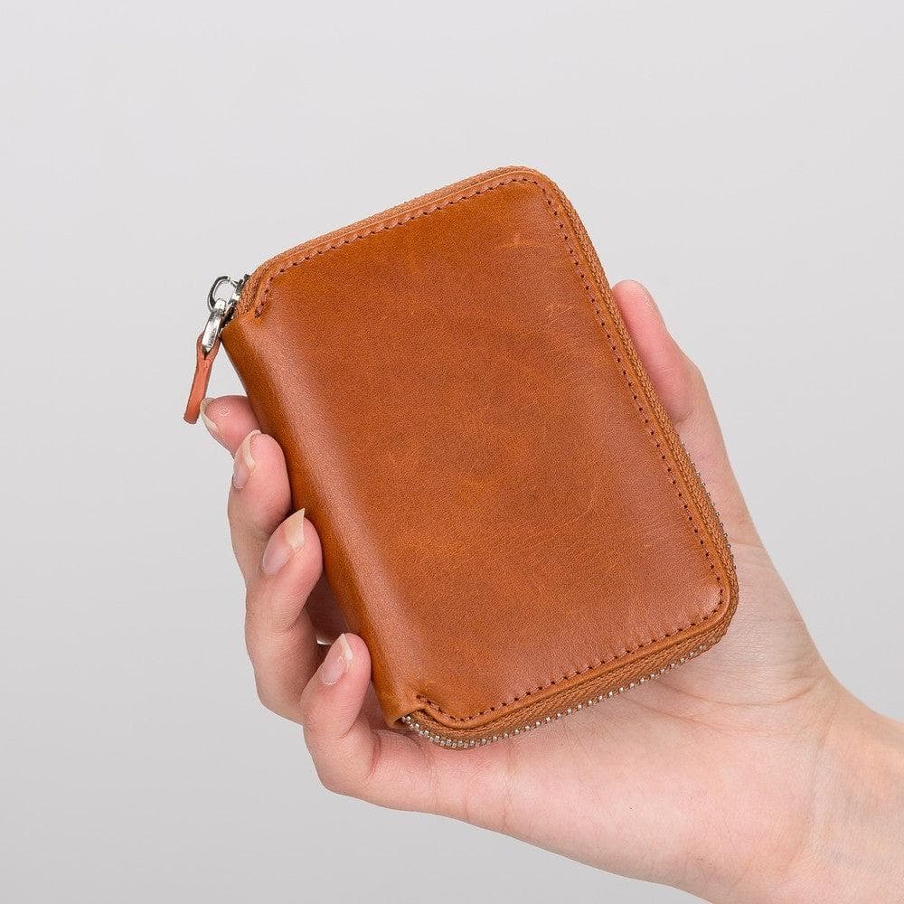 Elvis Leather Zipper Wallet - TORONATA - color_ Tan