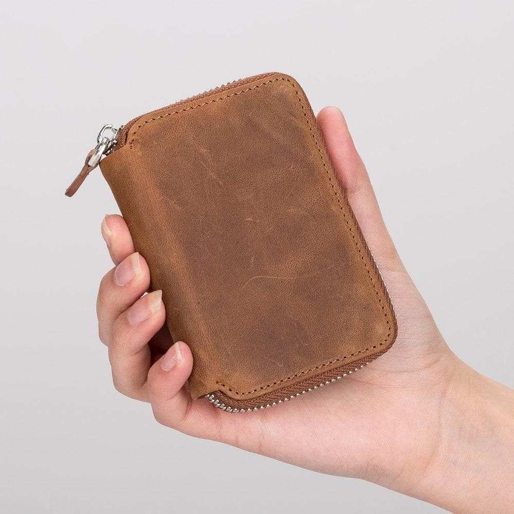 Elvis Leather Zipper Wallet - TORONATA - color_ Saddle Brown
