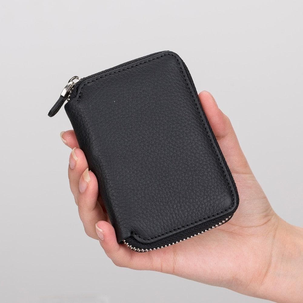 Elvis Leather Zipper Wallet - TORONATA - color_ Pebble Black