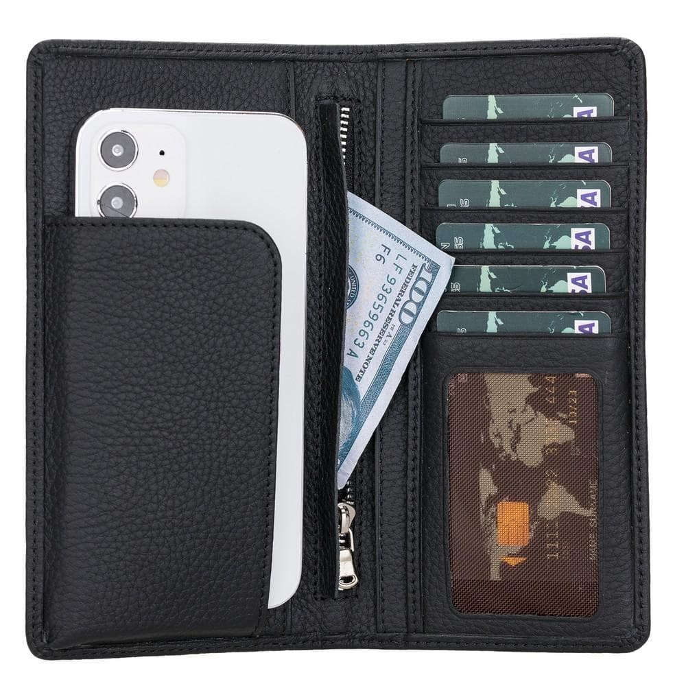 Evra Leather Universal Wallet - TORONATA - color_ Pebble Black