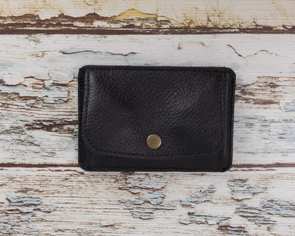 Functional Leather Coin Holder - TORONATA - color_ Pebble Black