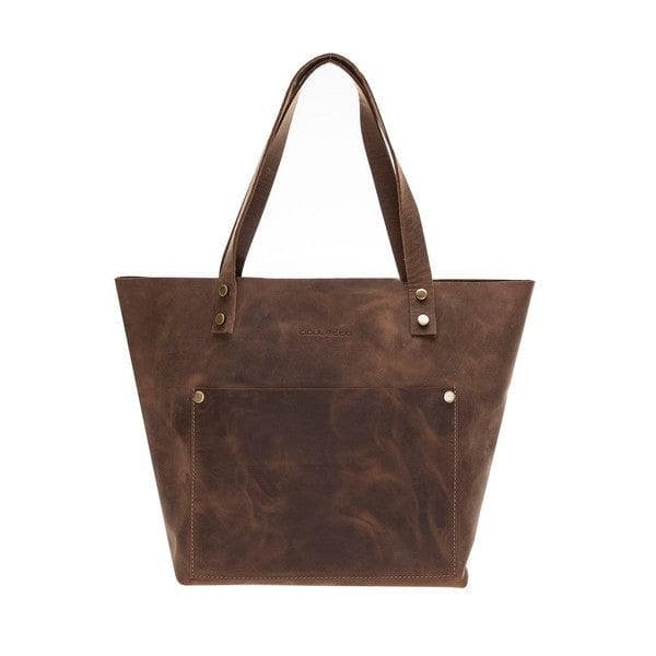 Moon Leather Women Tote Bag - TORONATA - color_ Coffee