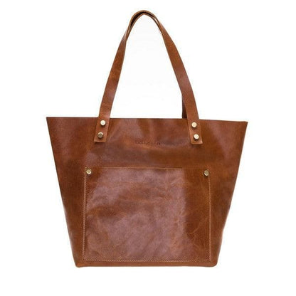 Moon Leather Women Tote Bag - TORONATA - color_ Large Moccasin